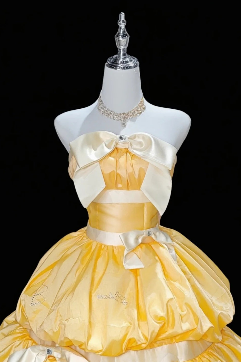Yellow long satin ball gown gh6830