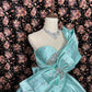 Blue rhinestone long satin ball gown evening gown graduation gown adult ceremony gown gh4766