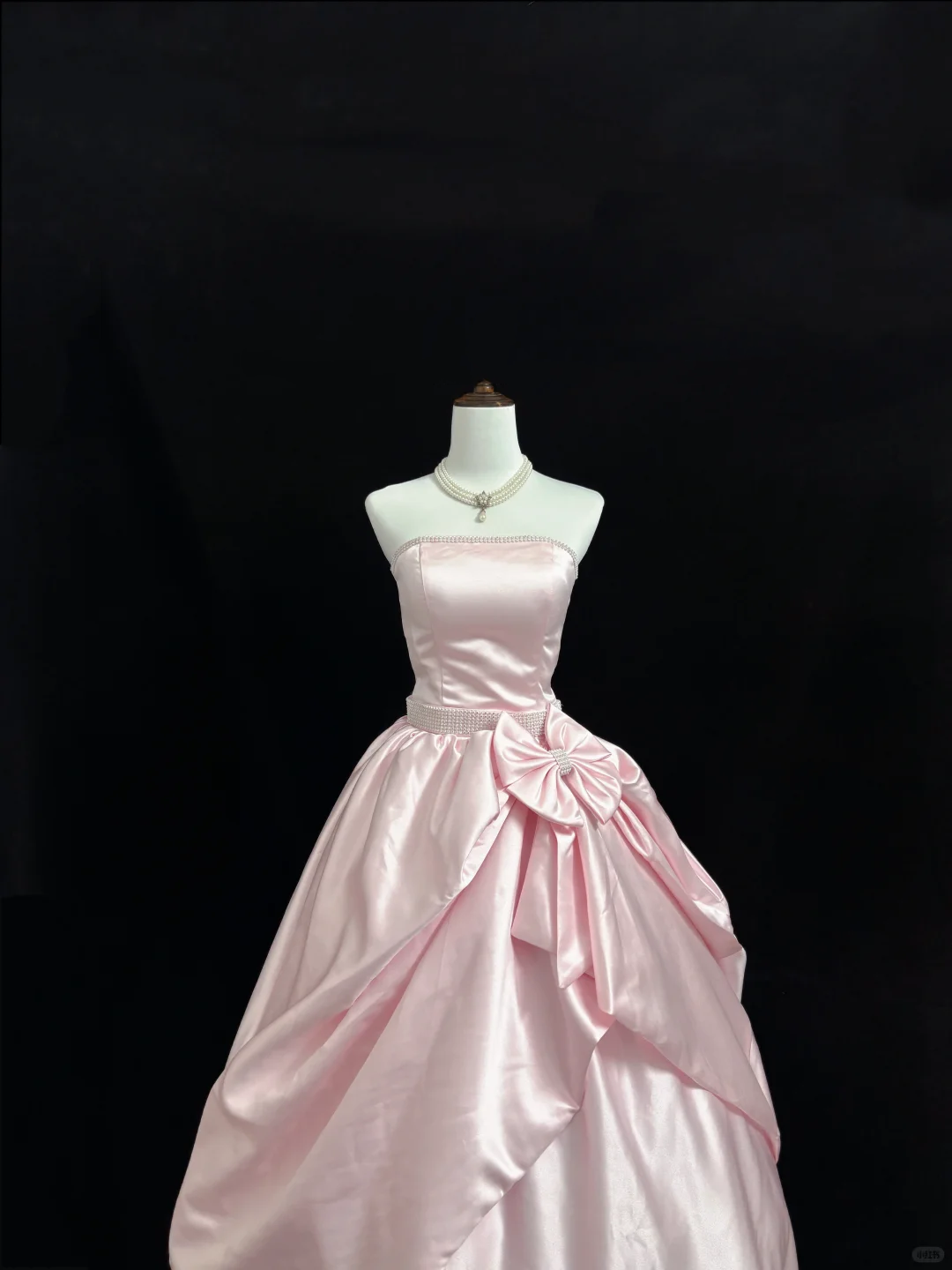 Blush Pink Satin Strapless Cinched Waist Voluminous Luxury Skirt Romantic Dress, Wedding Gown gh7910