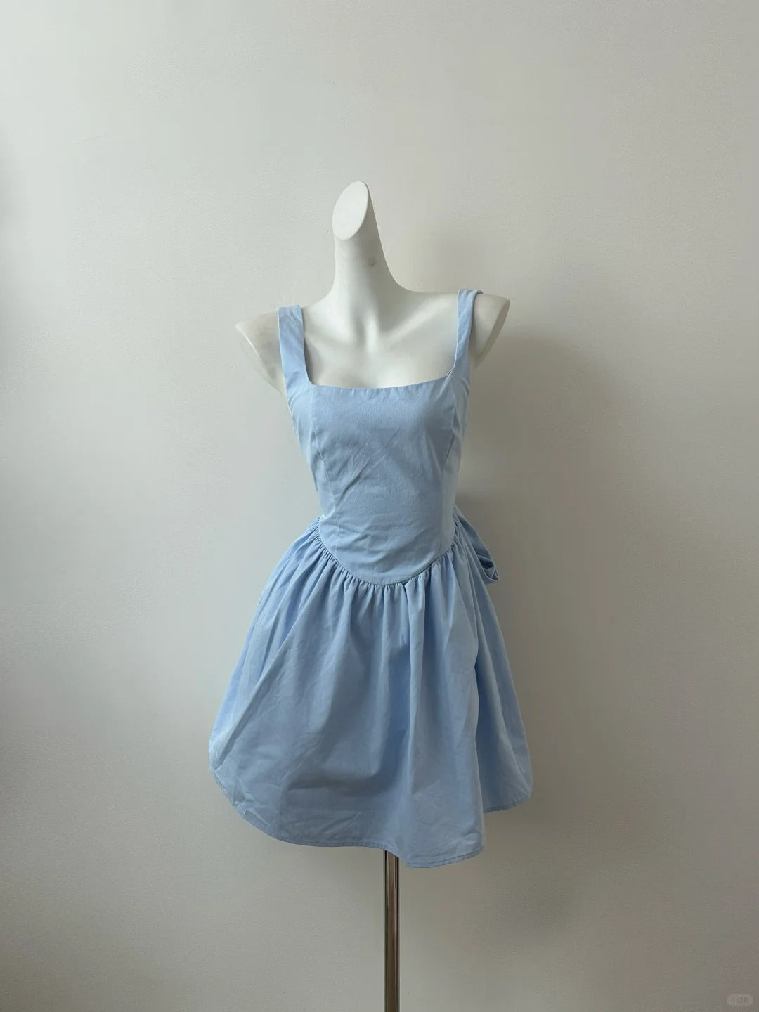 Pink/Blue Cute and Sweet Backless Square Neck Short Dress 11283