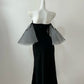 Robe de soirée longue en satin, élégante, noire, à manches courtes, mi-longue, pour bal de promo, gh4039
