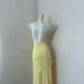 Girlhomeshops - Robe de bal longue en mousseline de soie jaune à volants et bretelles à la mode gh5472