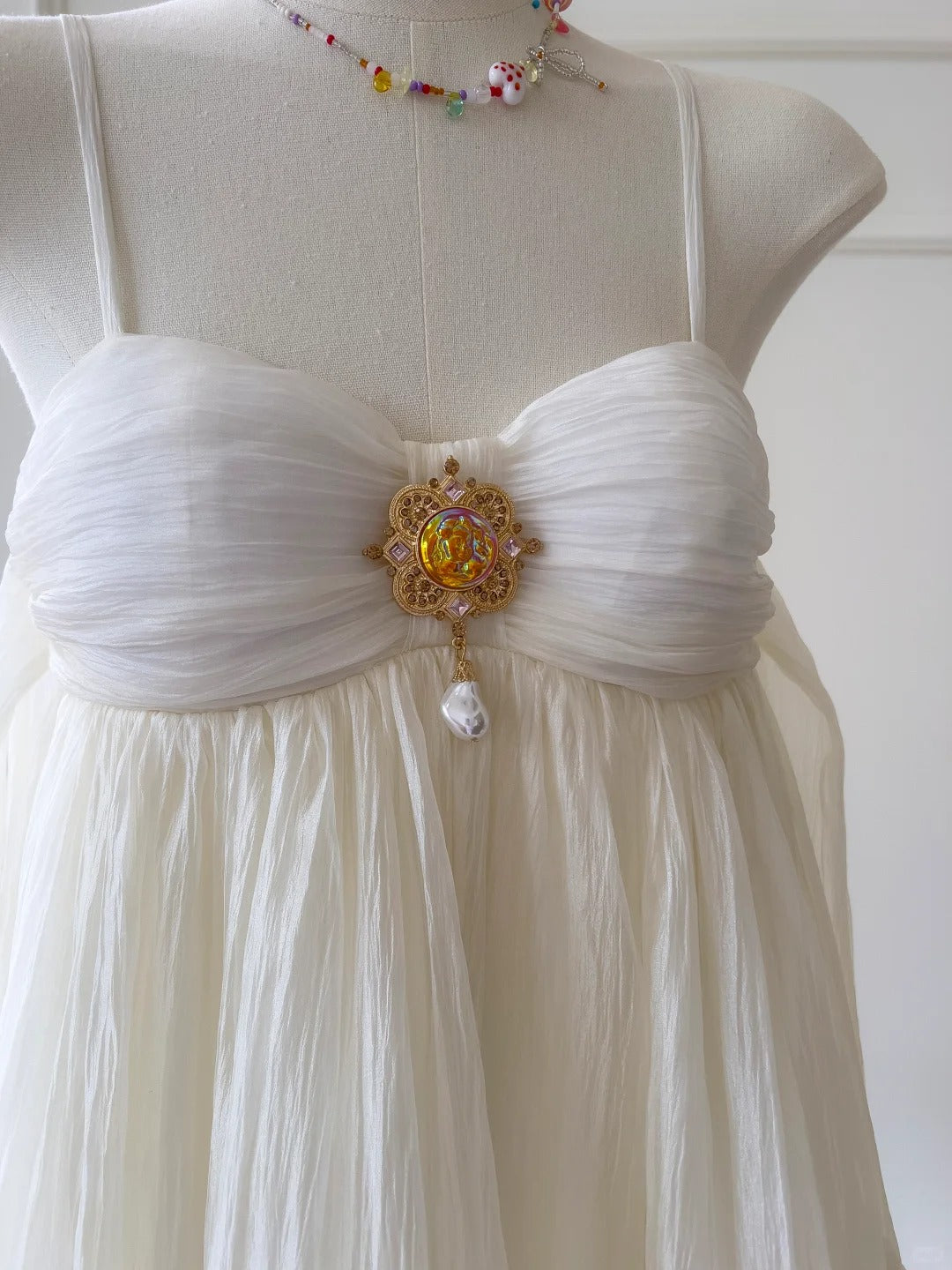 Robe de soirée courte en mousseline de soie fantaisie blanche, tenue de fête en plein air, gh4764