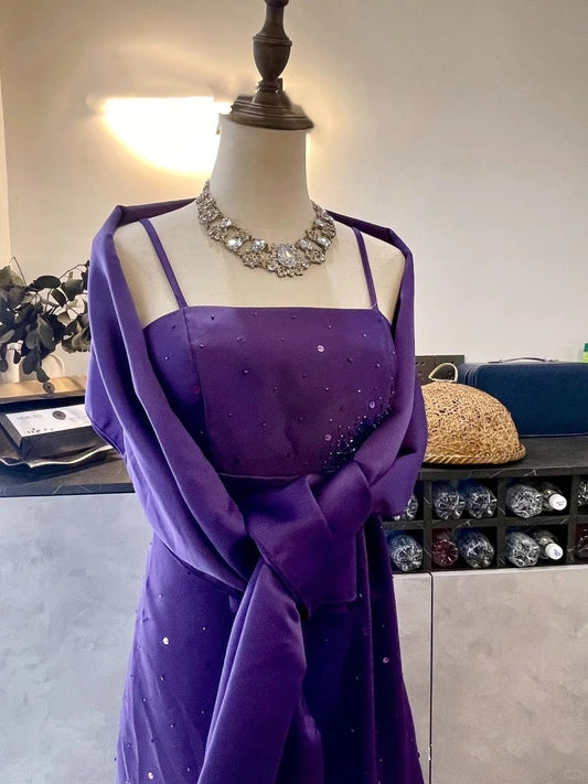 Girlhomeshops-Purple exquisite beaded long satin prom dress gh5426