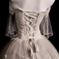 Luxury Court Style Satin & Tulle Floor-Length Ballgown Off-Shoulder Beaded Embroidery Train Wedding Dress - Ceremony Gown for Wedding & Engagement Banquet gh6494