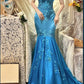 Blaues Blumenkleid, elegantes langes Satin-Ballkleid, Abendkleid, Partykleid, Brautjungfernkleider gh4464