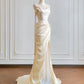 Girlhomeshops--✨Cremegelbes langes Satin-Ballkleid gh5480