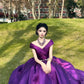 Purple Long Satin Ball Gown gh6902