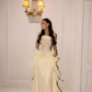 Light Yellow Strapless Waist-Cinched Elegant Skirt Prom Dress, Evening Gown gh7293