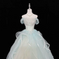 Light Mint Green Off-the-Shoulder Cinched Waist Voluminous Princess Skirt Romantic Dress, Wedding Gown gh7955