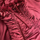 Burgunderrotes Vintage-Blumenkleid, lang, Satin, Ballkleid, Geburtstagspartykleid, Abendkleid, gh4412