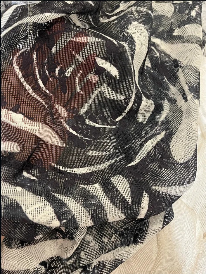 ♣️Blooming black roses gorgeous retro dark night rose dress Hepburn-feel long tulle ball gown evening dress gh4338