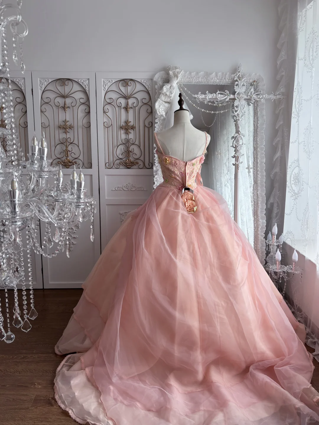 Light Pink Spaghetti Straps Waist-Cinched Voluminous Skirt Princess Prom Gown, Evening Gown & Bridal Wedding Gown gh7347