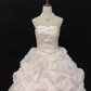 Blush Pink Strapless Romantic Gown With Rhinestones, Cinched Waist & Voluminous Princess Skirt, Wedding Dress & Bridal Gown gh8135
