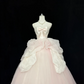 Blush Pink Spaghetti Straps Cinched Waist Voluminous Princess Skirt Long Romantic Dress, Wedding Gown gh7832