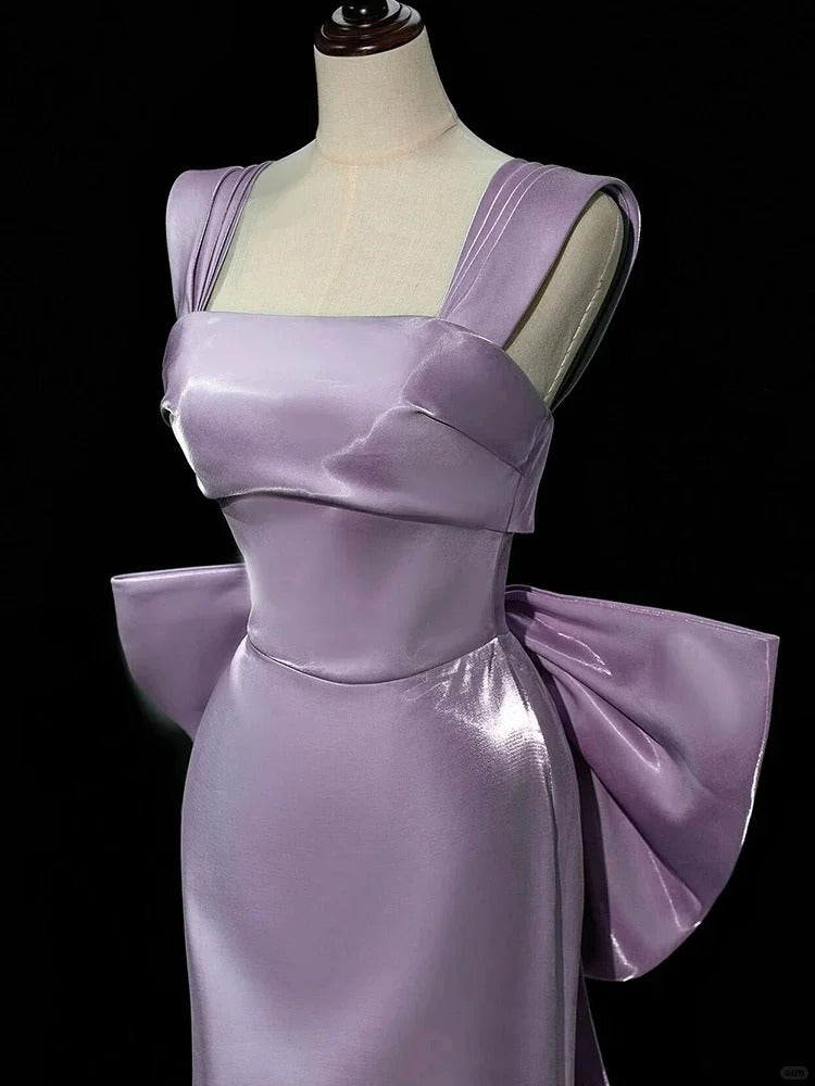 Girlhomeshops-Lila Kleid Elegantes Kleid Satinkleid Langes Kleid Formales Ballkleid Ballkleid Anmutiges Kleid gh5308