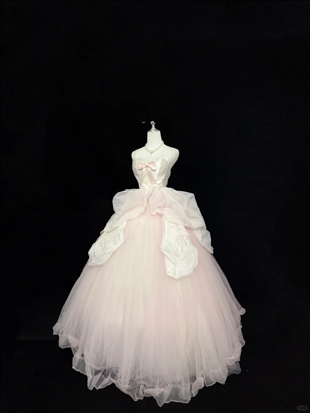 Blush Pink Spaghetti Straps Cinched Waist Voluminous Princess Skirt Long Romantic Dress, Wedding Gown gh7832