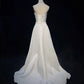 Robe de soirée longue en satin blanc, simple, élégante, discrète, exquise, avec des appliques, longueur au sol, robe de mariée gh3862