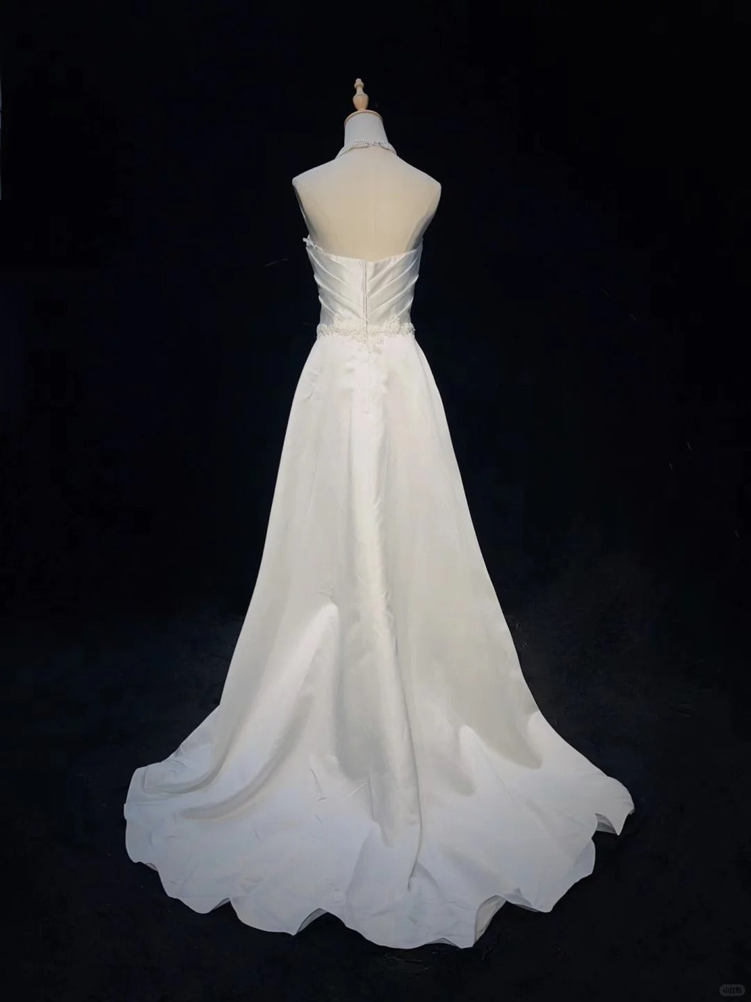 Robe de soirée longue en satin blanc, simple, élégante, discrète, exquise, avec des appliques, longueur au sol, robe de mariée gh3862