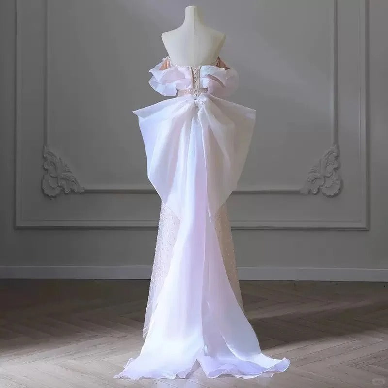 Girlhomeshops - Robe de bal longue en tulle rose magnifique, ornée de perles scintillantes et de perles, et robe de soirée formelle au sol gh5315