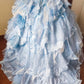 Girlhomeshops-Blue Floral Tulle Floor-Length Ball Gown gh5299