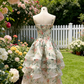 Robe en organza à imprimé floral rose et vert à volants - Robe printanière style frais gh6966