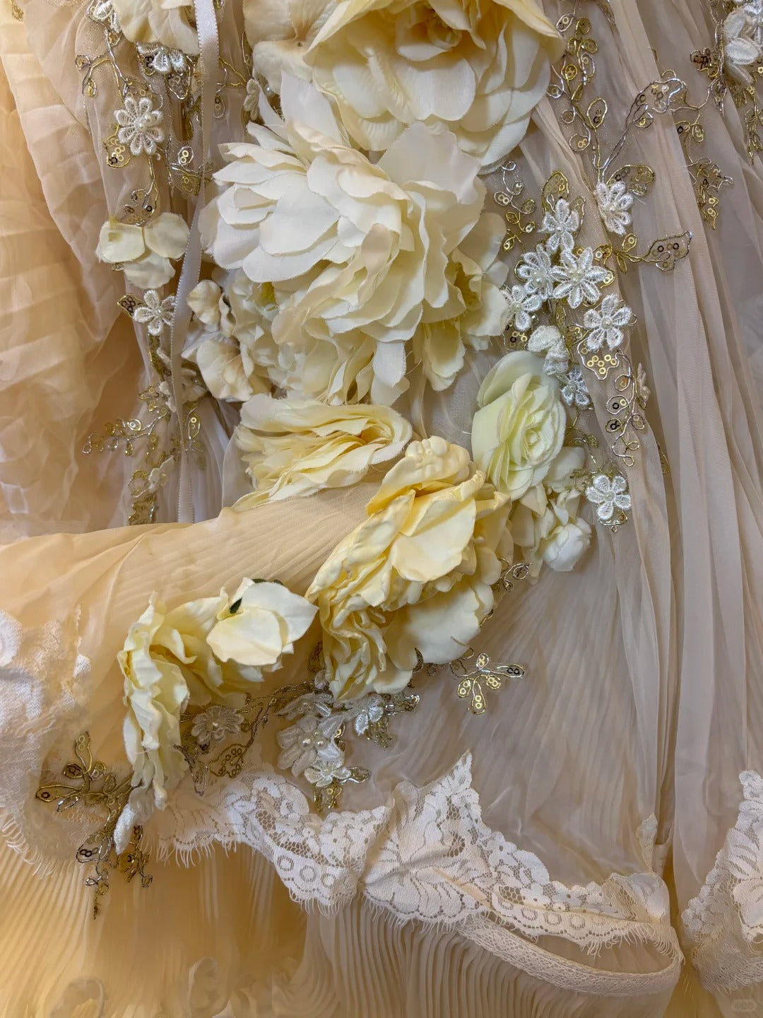 Gelbes langes Ballkleid mit Blumenmuster und Perlen aus Tüll, Abendkleid für Erwachsene, Hochzeitskleid gh4572