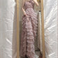 Lila Blumen Elegante Lange Chiffon Ballkleid Abendkleid Partykleid Brautjungfernkleider gh4463