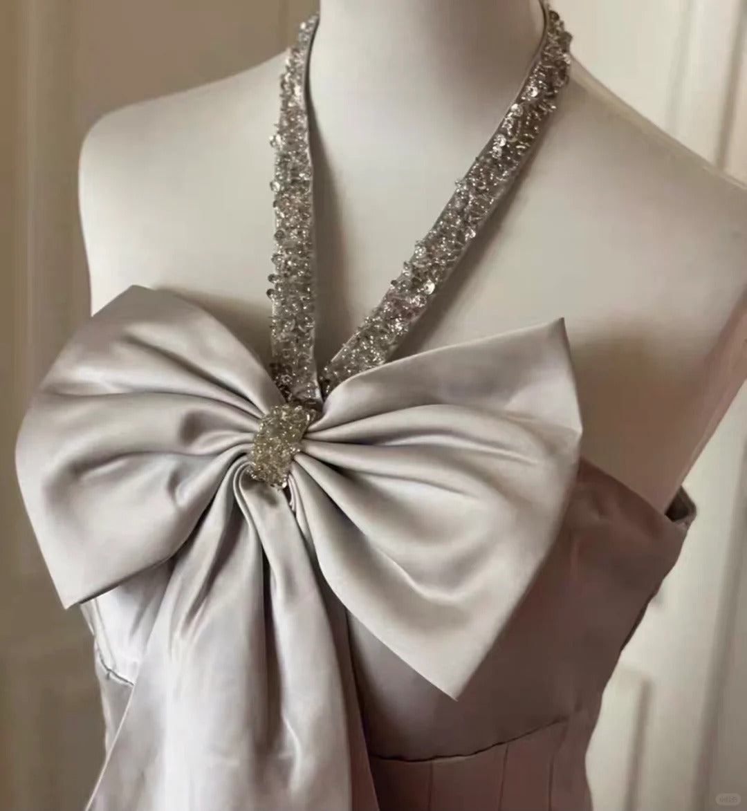 Rosa schönes und elegantes kurzes Heimkehrkleid mit Schleife, Rock, Ballkleid, Abendkleid gh4335