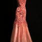 Robe de soirée longue en tulle et dentelle rose gh6851