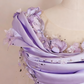 Abendkleid aus lilafarbenem Satin mit schulterfreiem 3D-Blumenmuster und Schleppe gh6388