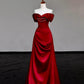 Girlhomeshops - Robe de soirée longue en satin rouge ornée de perles gh5114