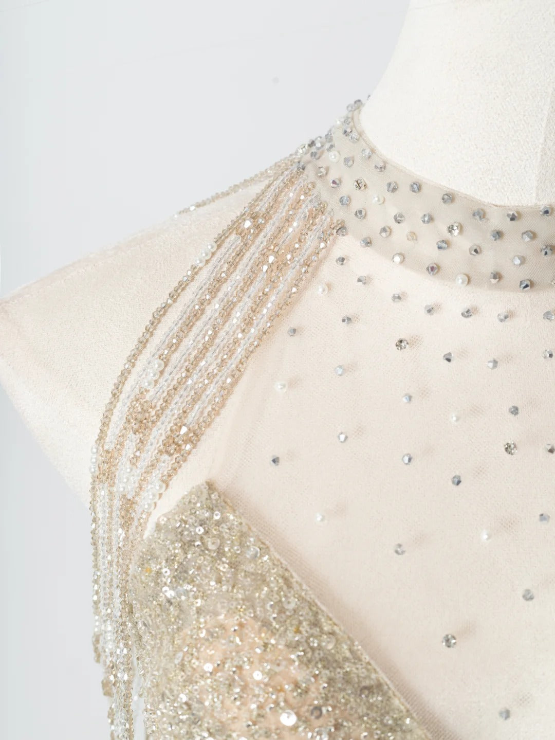 Champagner-Gold glänzendes elegantes Tüll langes Ballkleid Abendkleid Partykleid gh4870