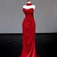 Girlhomeshops -Red simple unique long satin prom dress evening dress party dress gh5116