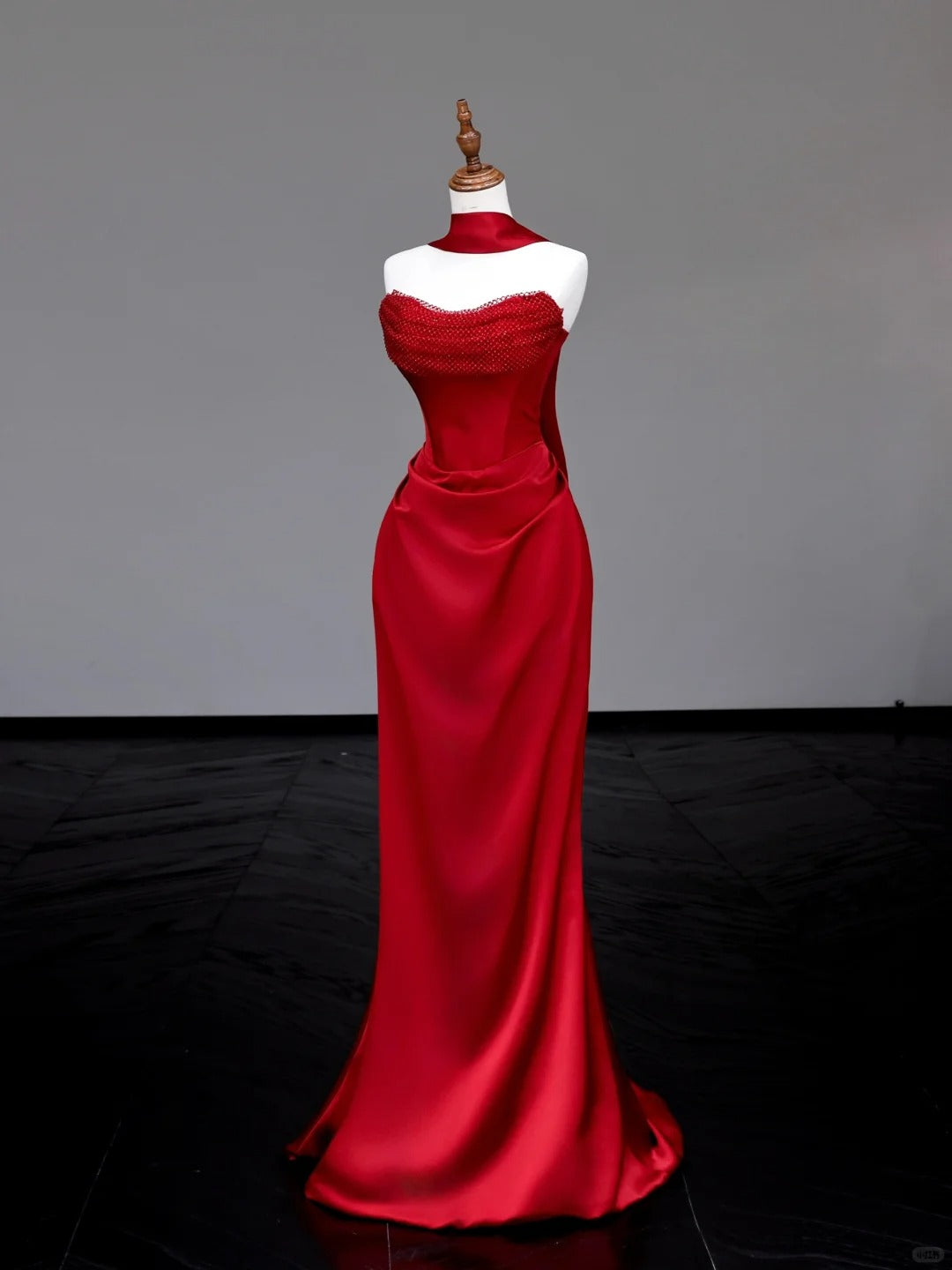 Girlhomeshops -Red simple unique long satin prom dress evening dress party dress gh5116