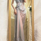 Robe de bal longue en satin à fleurs gris bleu, robe de soirée, robe de remise de diplôme gh4508