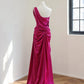 Girlhomeshops - Dunkelrosa stilvolles und elegantes langes Satin-Ballkleid Abendkleid gh5065