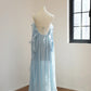 Girlhomeshops - Robe de soirée longue en mousseline de soie à fleurs bleues, dos nu, robe d'invité de mariage gh5063