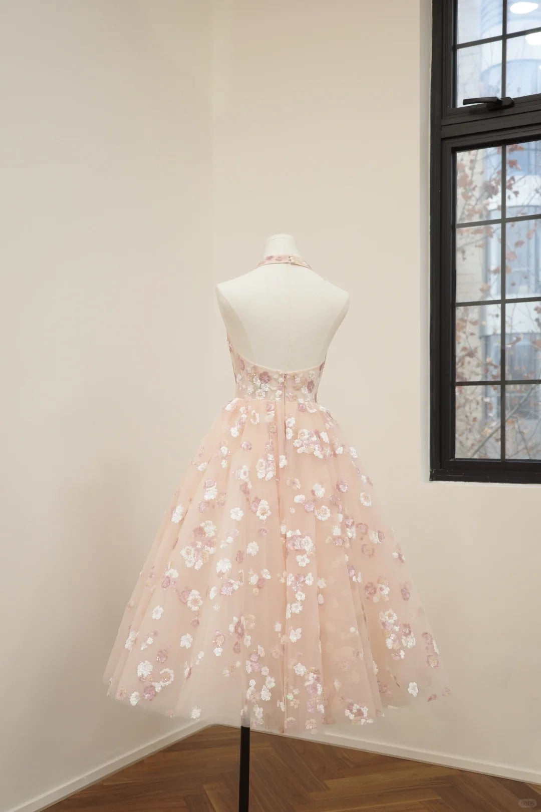 Girlhomeshops - Robe de soirée longue en tulle à paillettes et motif floral rose, robe de bal, robe d'anniversaire, gh5071