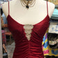 Burgundy Stunning Fashion Retro Elegant Exquisite Rhinestone Spaghetti Straps Long Satin Sexy Backless Prom Dress Evening Dress Birthday Party Dress gh4147