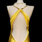 Yellow Fashion Elegant V-neck Exquisite Gem Long Mermaid Slim Fishtail Skirt Satin Floor Length Train Ball Gown Evening Gown Party Gown Prom Dress gh3820