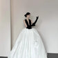 Robe de soirée longue en satin noir et blanc, élégante et à la mode, col en V, coupe trapèze, longueur au sol, robe de bal gh3732