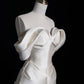 Ivory Elegant Satin Long Mermaid Slim Floor Length Ball Gown Evening Gown Wedding Dress gh4199