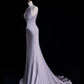Lila Elegantes Langes Bodenlanges Satin Ballkleid Abendkleid Partykleid gh4293