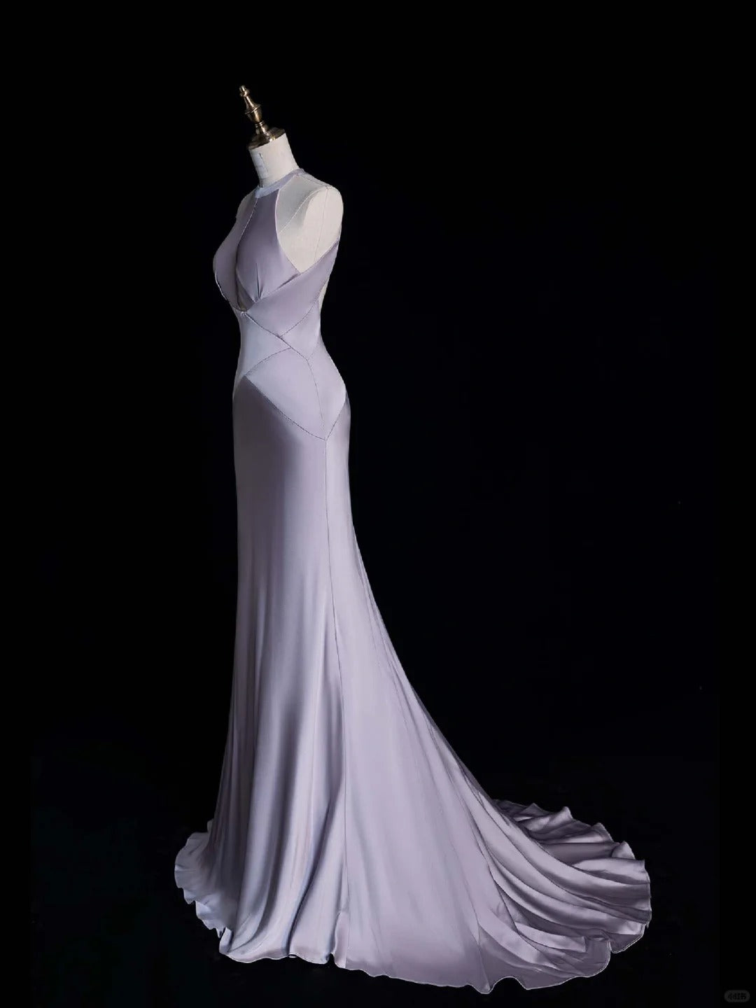 Lila Elegantes Langes Bodenlanges Satin Ballkleid Abendkleid Partykleid gh4293