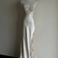 White satin exquisite lace long wedding dress with long tail formal dress gh6807