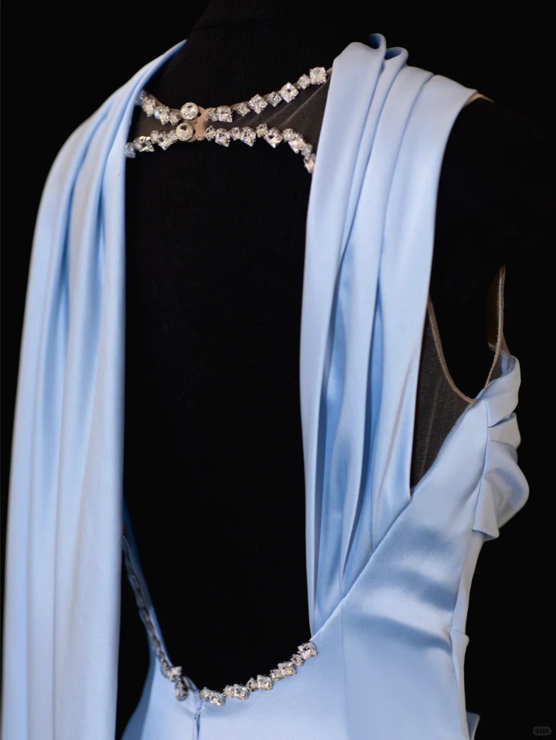 Girlhomeshops - Robe de soirée longue en satin bleu à perles exquises, robe de bal, robe de soirée, gh5379