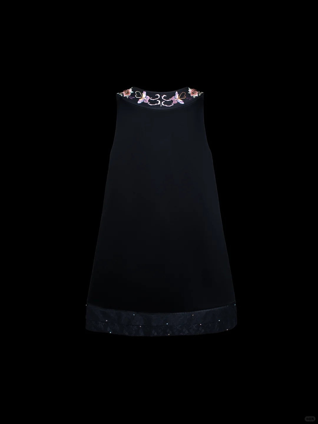 Girlhomeshops-Schwarzes, exquisites, florales, elegantes, kurzes Satin-Heimkehrkleid für Mädchen, Geburtstagskleid, gh5371
