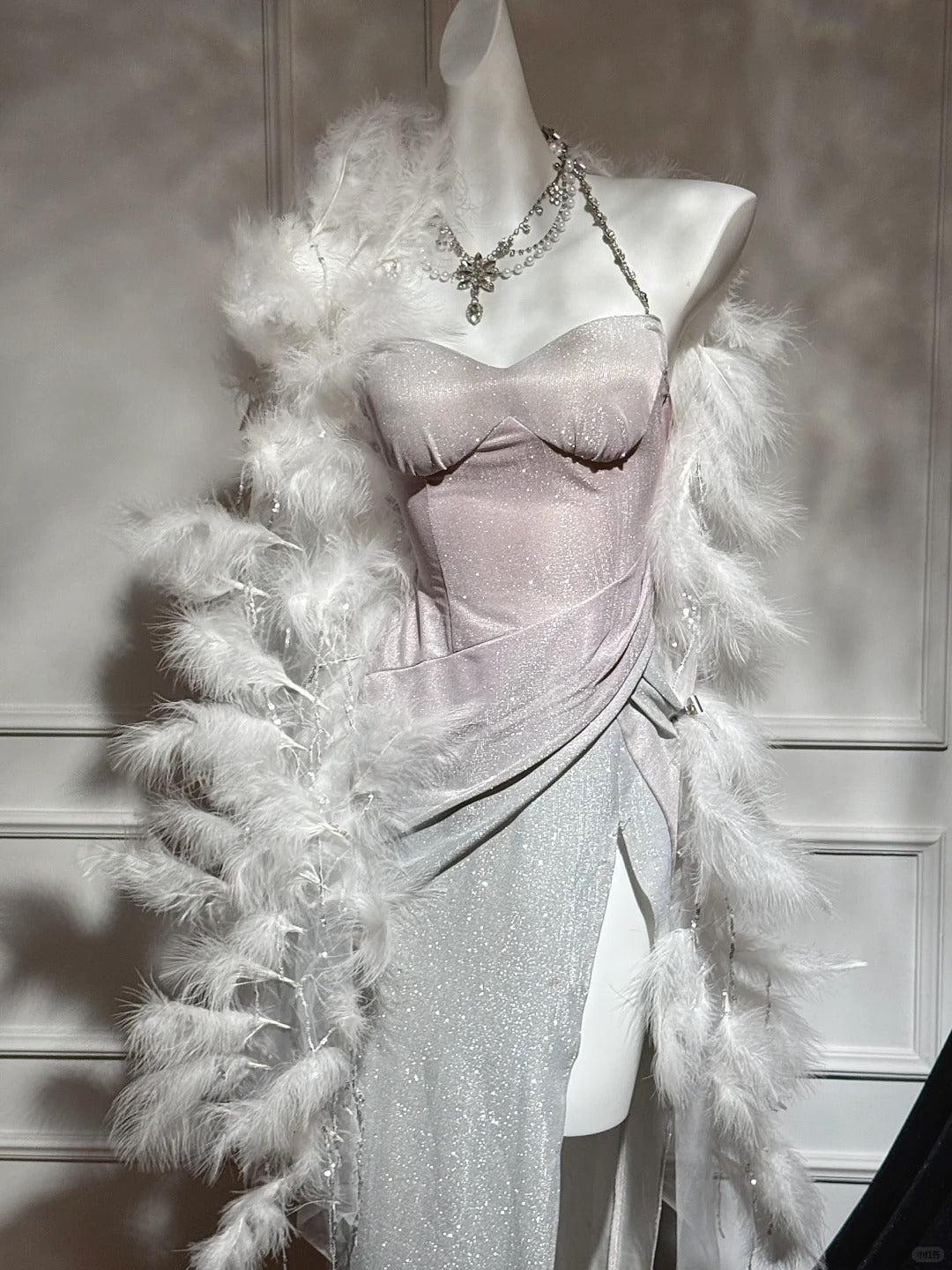 Rosa silber glänzend mode moderne farbverlauf lange satin elegante ballkleid abendkleid dinner-kleid gh4731