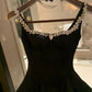Girlhomeshops-Schwarzes kurzes Satin-Prinzessinnen-Heimkehrkleid, Geburtstagspartykleid, Kleid für die achte Klasse, gh5298